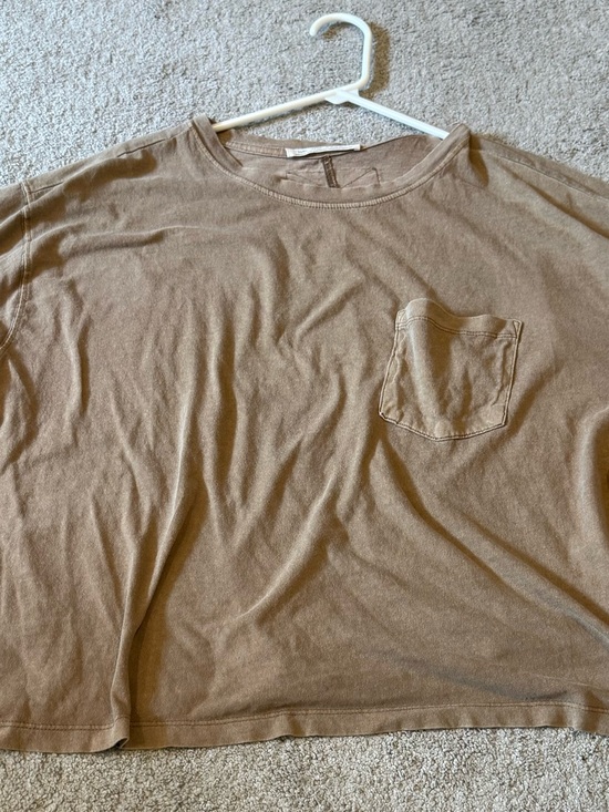 We The Free Tops - We The Free Free People Crop Top Oversized Pocket Distressed Brown Women's M